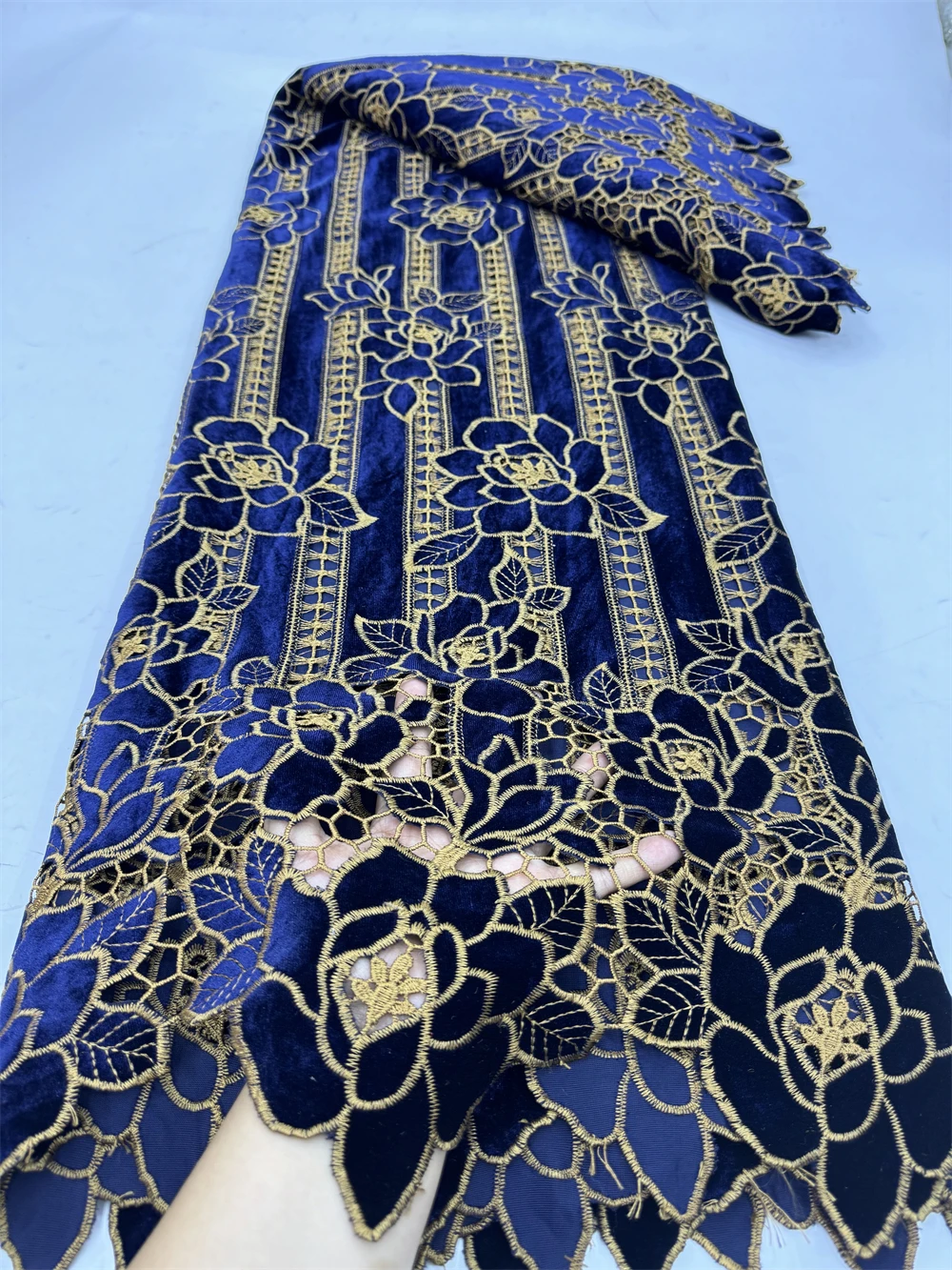 African Nigerian Lace Fabric for Sewing, Velvet Sequins, Embroidered ,Guipure, Party Dress, Wedding, High Quality,2024, jy339