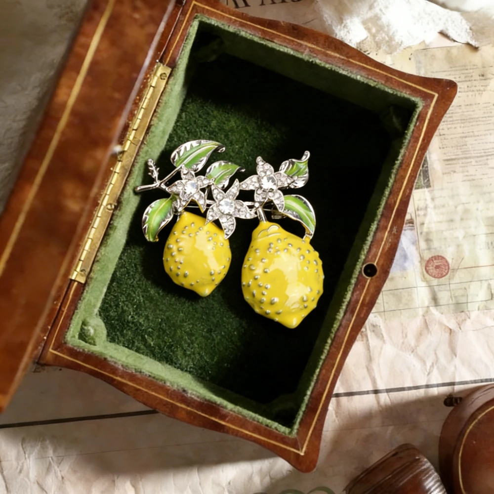 Broche de Diseño de Limón de Estilo Barroco de Lujo para Hombres y Mujeres, Joyería y Accesorios