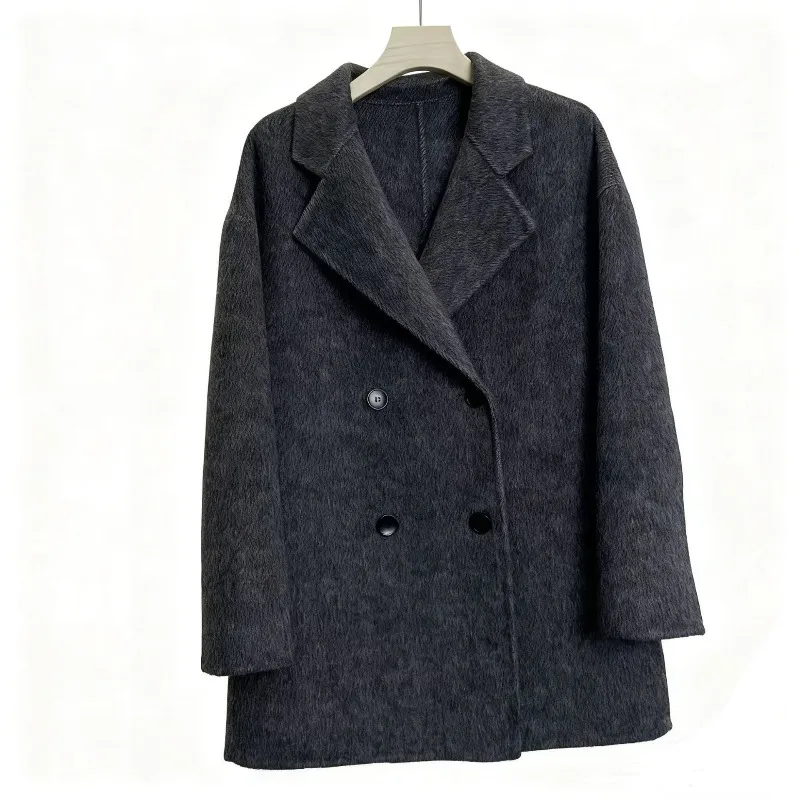2026 Autumn Celebrity Double-breasted Suit Collar Medium and Long Wool Jacket Temperament Commuting Beauty Wool Coat Women's .