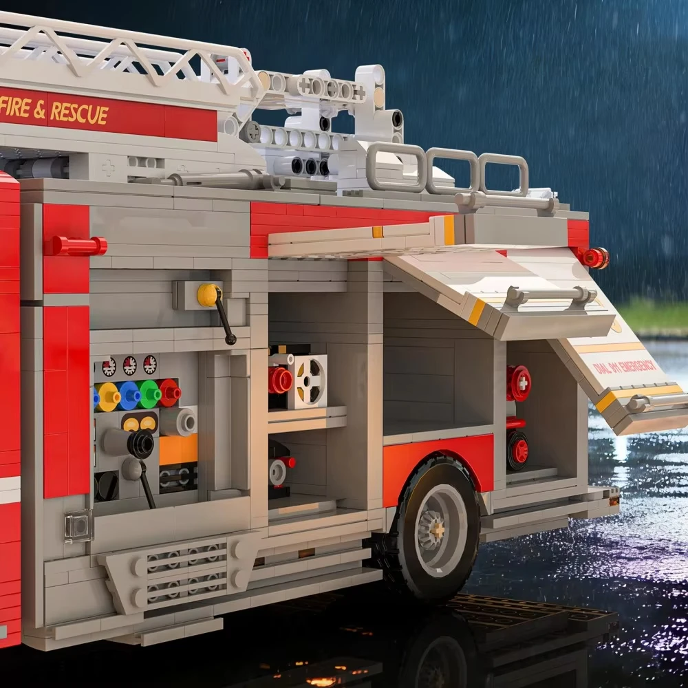 3033pcs US firetruck Elevated Water Towers Building Blocks NO.66148 Collector’s Display Centerpiece with Detailed Ladders&Gear