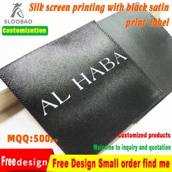 width4cm black Selvedge Ribbon screen printing silver or white word logo print label manufacturing origin mark