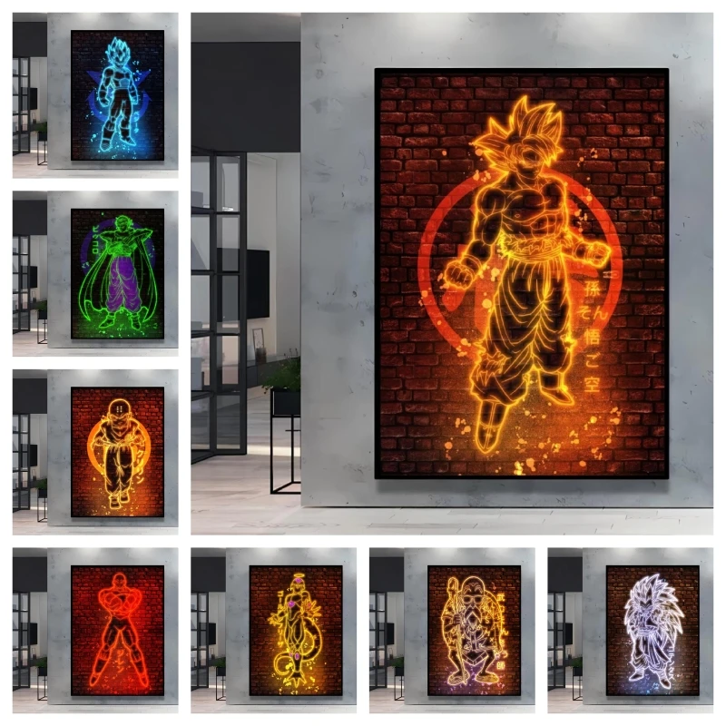 

Super Cool Dragon Ball Goku Vegeta Piccolo Luminous Poster Made of High - Quality Materials Unique Anime Room Decoration