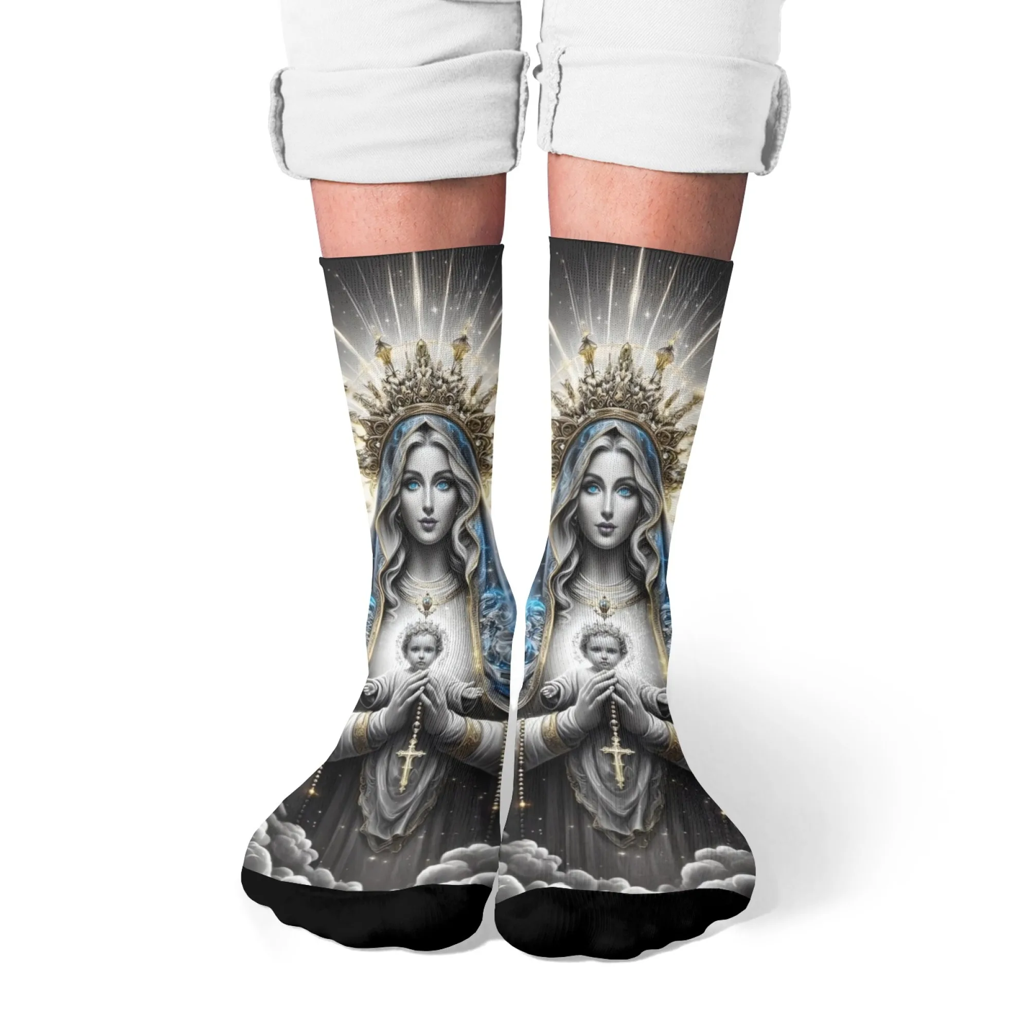 Jungfrau Maria Jesus Retro Mode Socken Unisex Bequeme rutschfeste warme Socken Neuheit Happy Kompressionssocken Urlaub Party Geschenke
