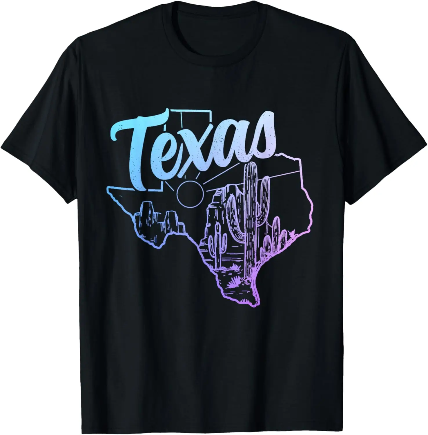 

Texas Cactus State Map Souvenir Pride Dallas Houston Vintage T-Shirt