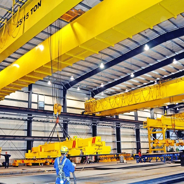 Factory use overhead crane 5 ton 200 ton cranes box steel motor driven double beam overhead crane for foundry iron casting