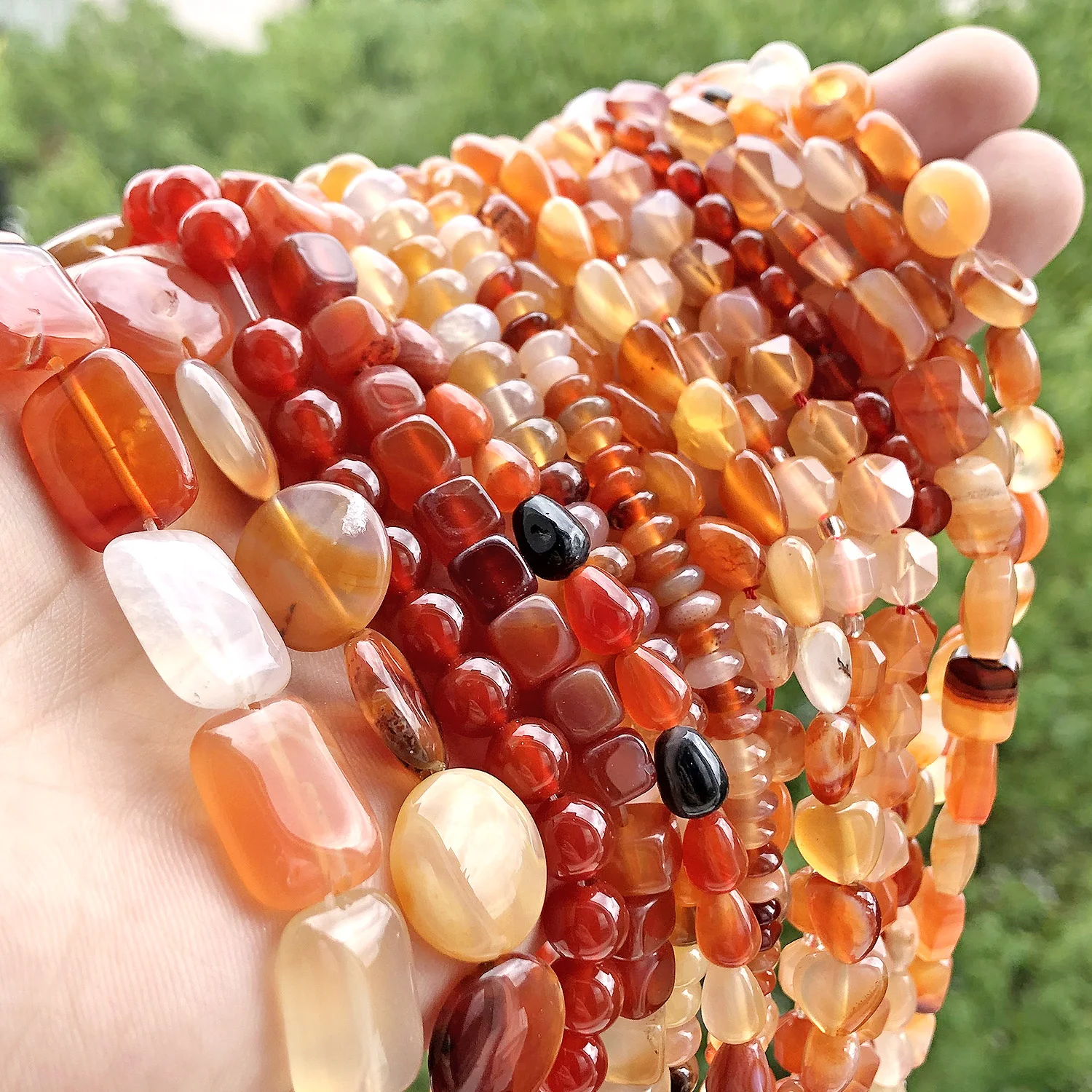 Natural Red Agates Stone Beads Charms Geometric Waterdrop Irregular Faceted Round Shape Beads For Jewelry Making Diy Bracelet