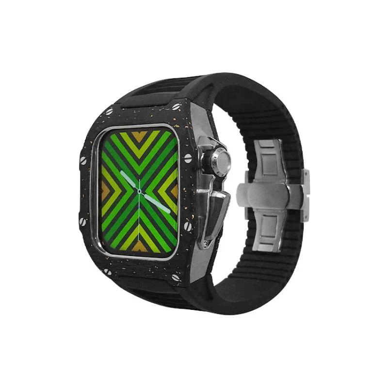 Funda de fibra de carbono de lujo, personalizada con kit de modificación de titanio para apple watch, funda protectora