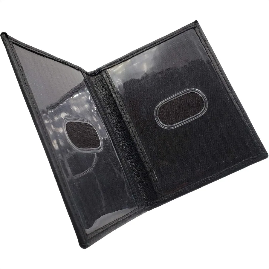 

2 ID Leather Bifold License Holder Black