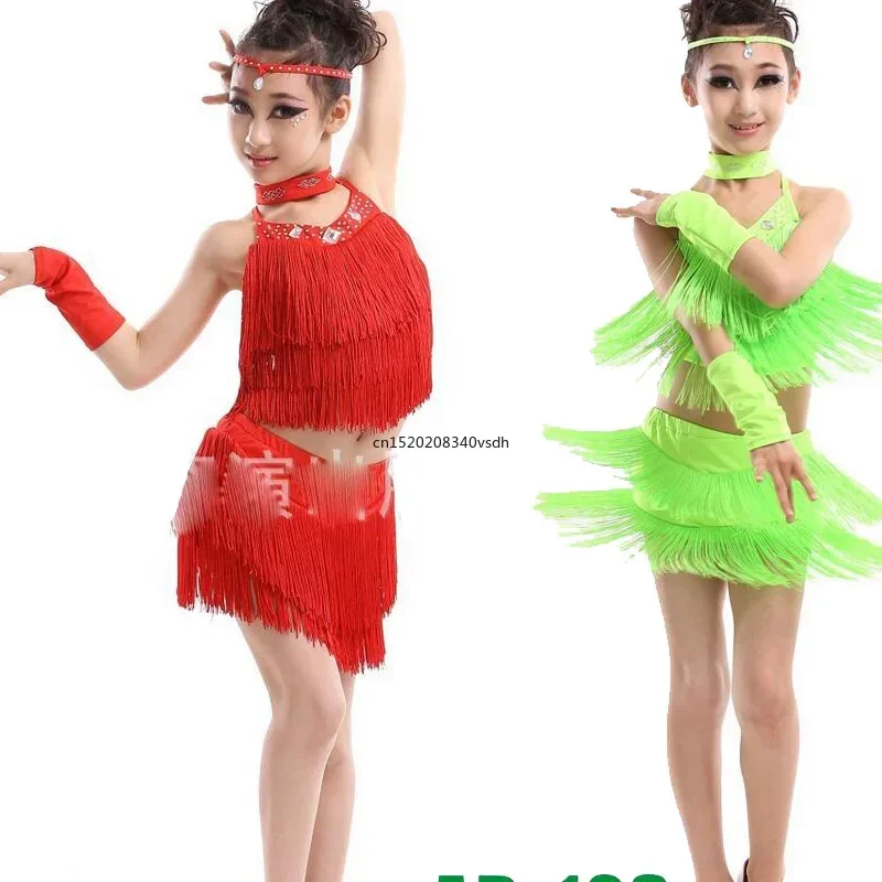 Vestido moderno dança latina para meninas, vestido samba, vestido dança de salão, competição dancewear, trajes de dança infantis