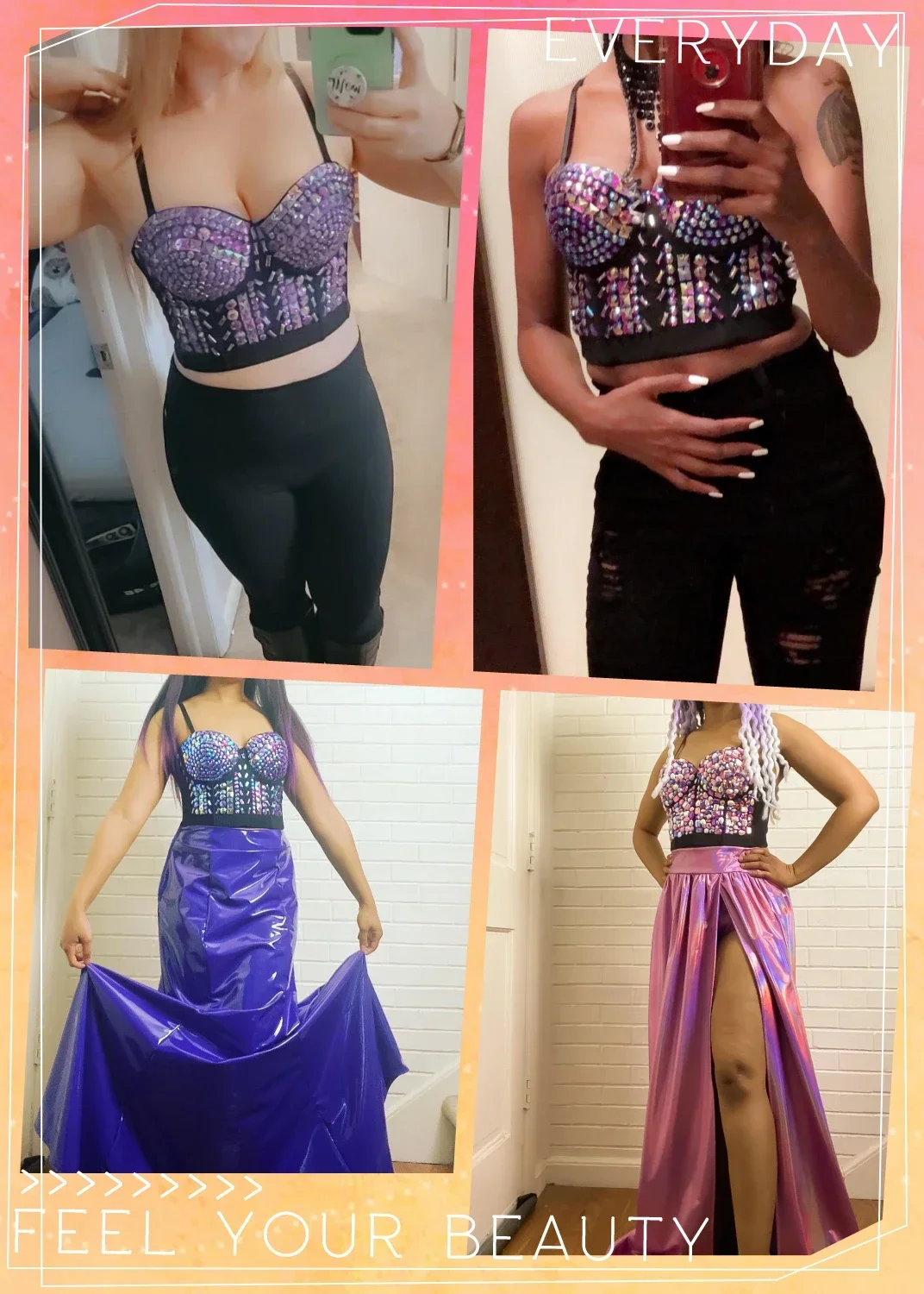 Summer Crop Top Women Sexy Rivet Diamond Corset Woman Clothing Blusas Push Up Bustier Club Bra Camis Handmade Ladies Tank Tops — zdjęcie 6