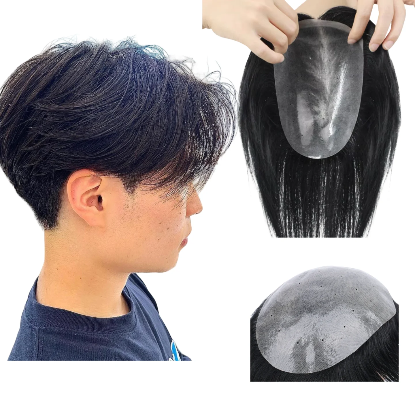 

Skin PU Base Toupee With Adhesive Tape & Glue Kit 100% Human Hair For Men Strongest Hold Lasting Weeks Waterproof