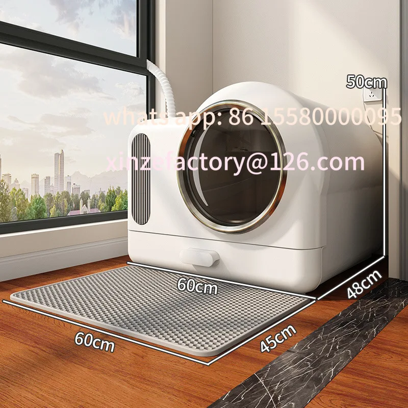 

Customizable cat litter box automatically deodorizes oversized