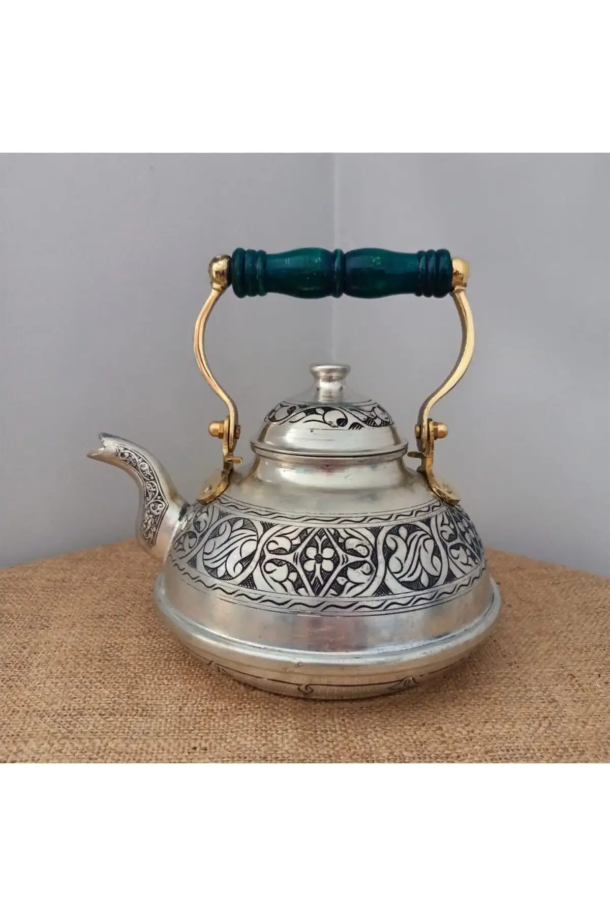 

DOLBOVI kalayl embroidered italian type copper teapot 2,4 Lt Cooper Tea Pots Handmade