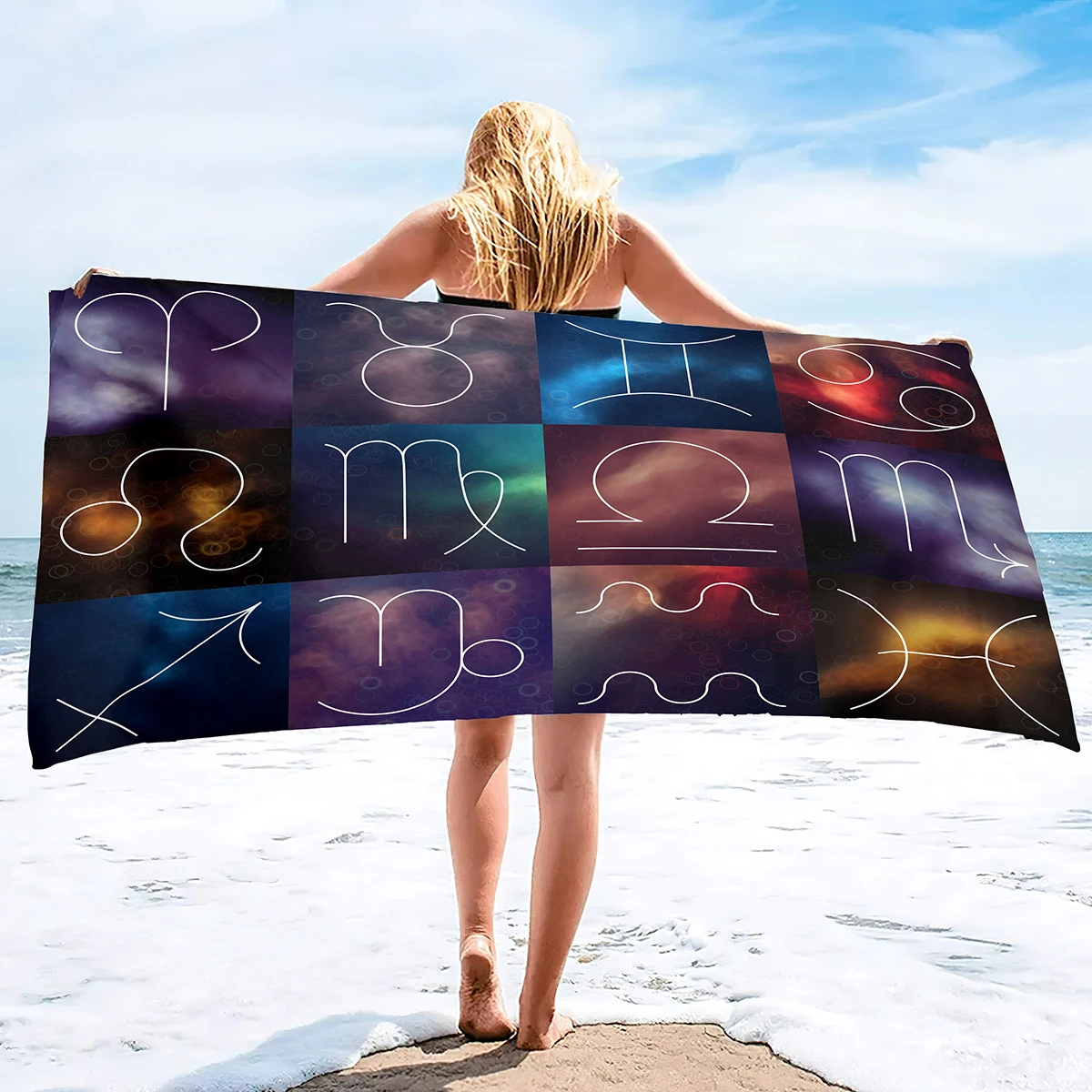 

Пляжное полотенце 12 созвездий, пляжное полотенце из микрофибры, огромное быстросохнущее полотенце, астрологическое супермягкое банное полотенце, быстросохнущее полотенце