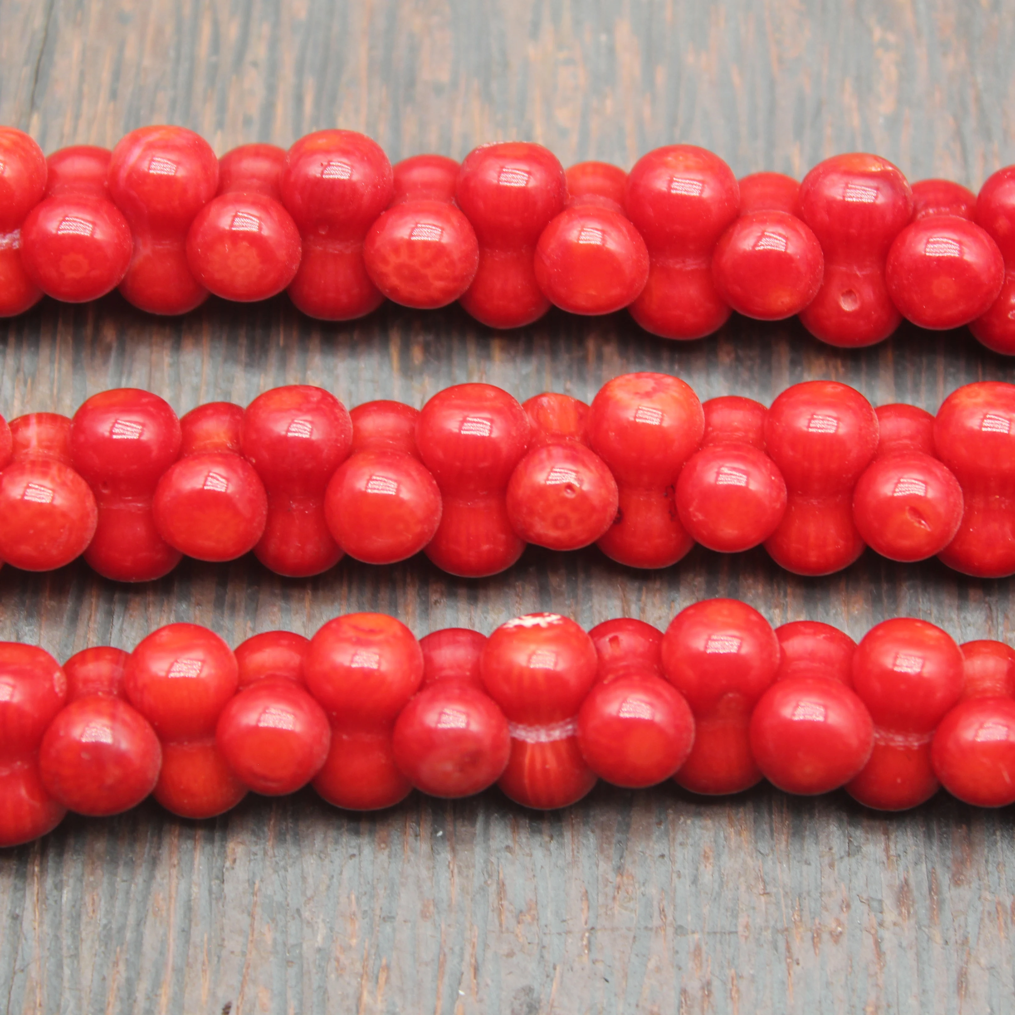 Red Coral Beads Natural Stone Dumbbell Round Loose Beads For Jewelry Making DIY Necklace Bracelet Earrings Handmade Accessories