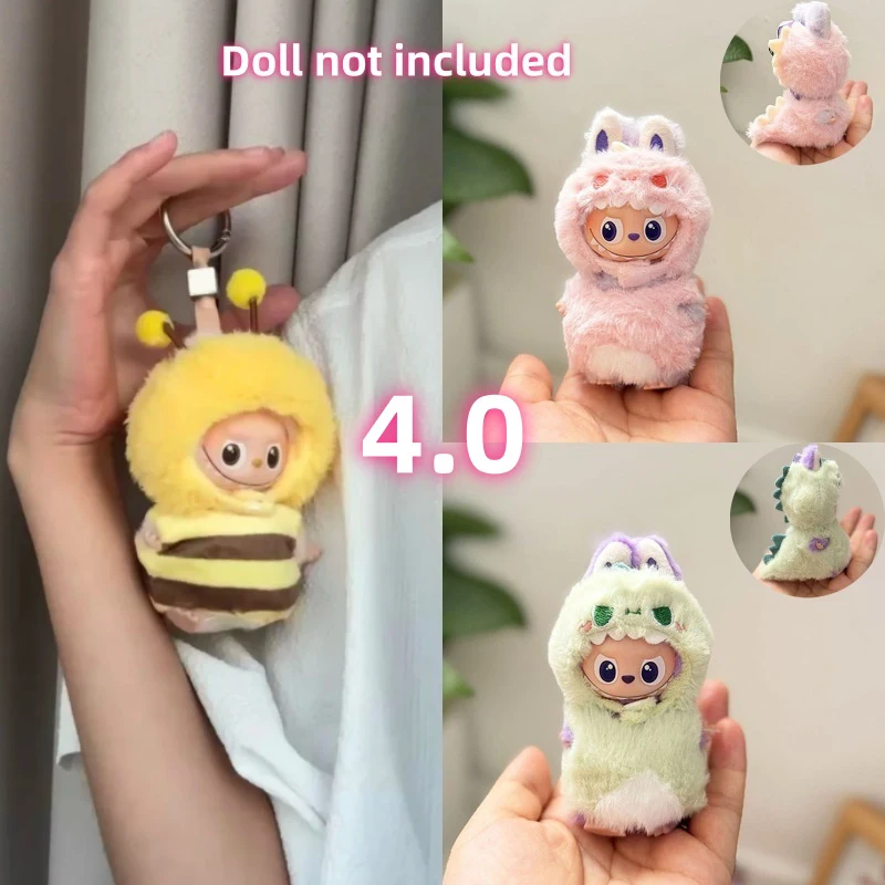 Für Labubu 4.0 Serie Mini Puppe Kleidung Cartoon Niedliche Kleine Biene Hai Plüsch Kleidung DIY Zubehör