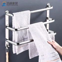 Hand Towel Hanger Rack Wall Mounted Silver 304 Polished Stainless Steel Bath Holder Bar Rail 40-60cm Hook Bathroom Accessories