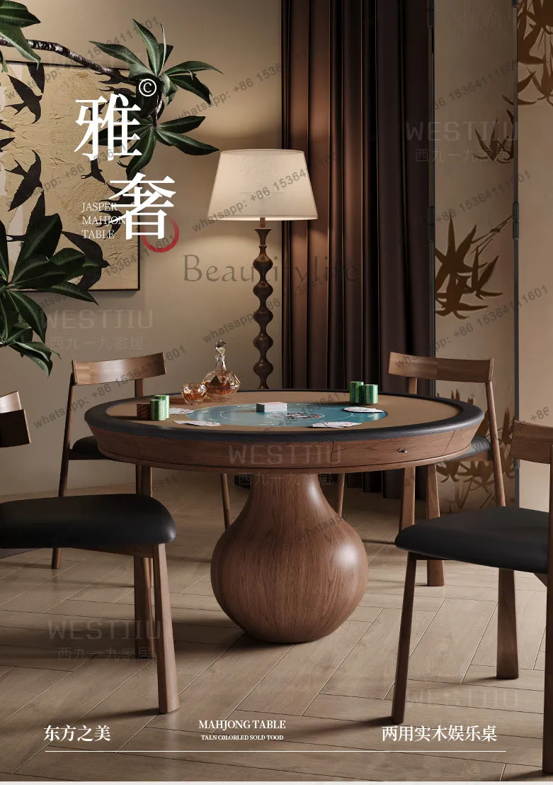 

Dining table dual-purpose automatic medieval ash wood solid wood table