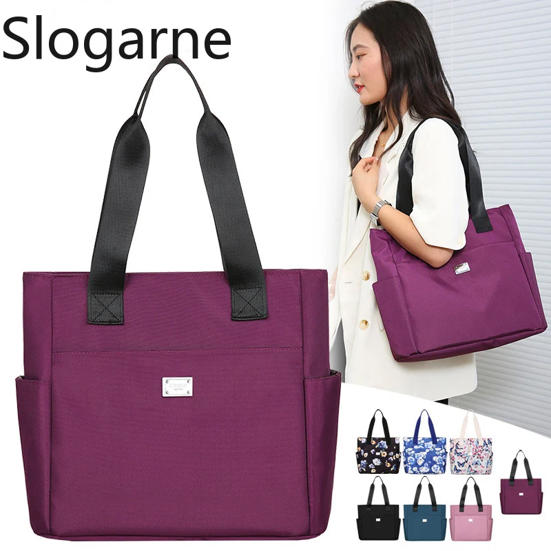 Waterproof Oxford Fabric Shoulder Bag Women Large Capacity Handbag Ladies Tote Bags for Work School Travel Lightweight Mommy Bag