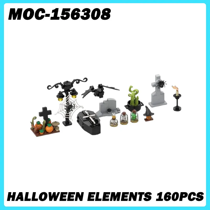 MOC- 156308   Micro arquitetura série elementos de halloween blocos de construção diy modelo tijolos quebra-cabeça brinquedos pequeno tijolo presentes aniversário