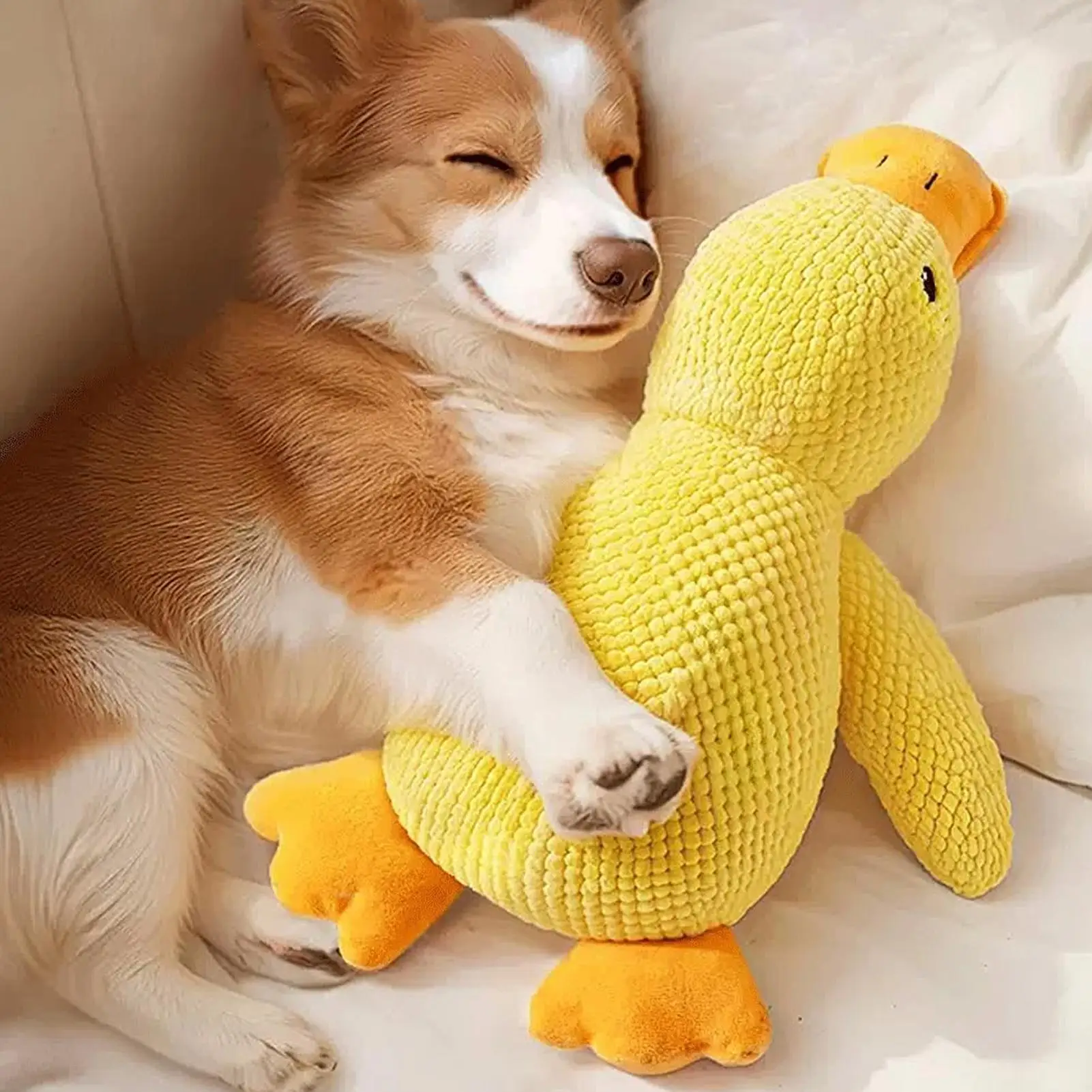 Calming Duck Toy for Dogs Interactive Squeaky Soft Comfort Pet Accessory Interactive Dog Toys for Travel Beach Pool Park Yard