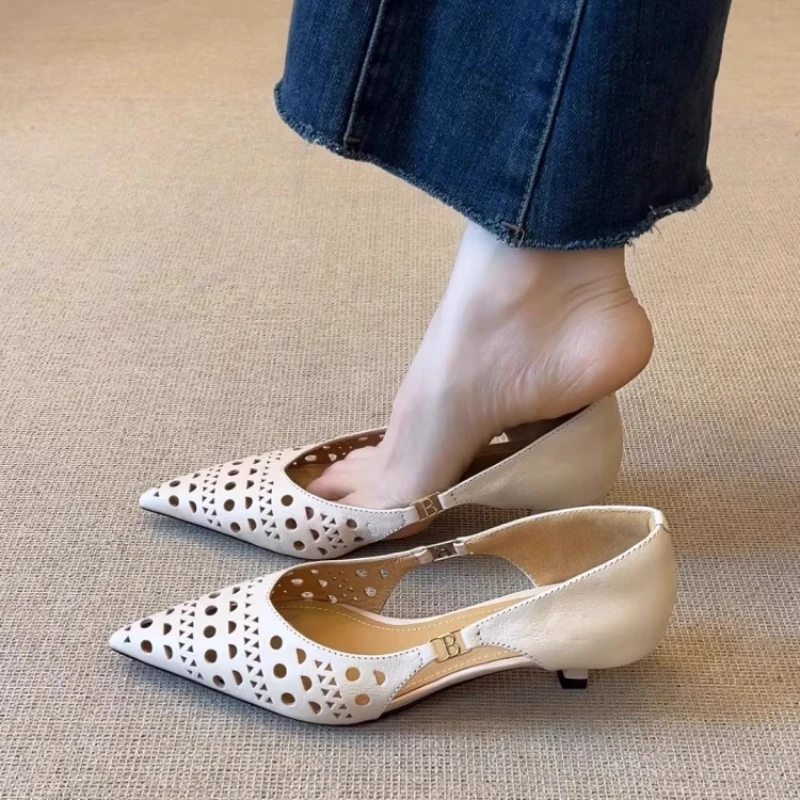 

Slim Heels, Pointed Tips, Hollow Cutout, Fashionable, Versatile, Comfortable, Anti-slip and Breathable Women's Single Shoes