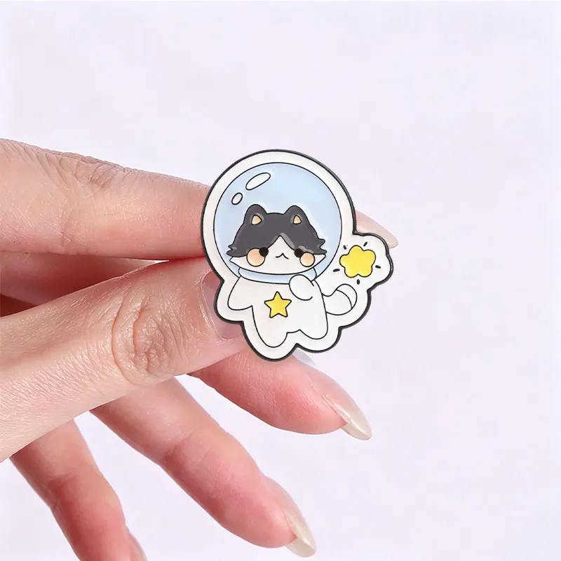 2-7 STÜCK/SET Cartoon-Tier-Kollektion Brosche Emaille-Pin Cosplay Spiel Hexe Ritter Schwarze Katze UFO-Katze Alien Frosch Ente Abzeichen Schmuck – Detail 16