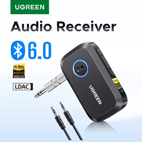 UGREEN Bluetooth Car 3.5mm AUX Jacks para Altavoces de Coche Audio Música Manos Libres Bluetooth 5.3