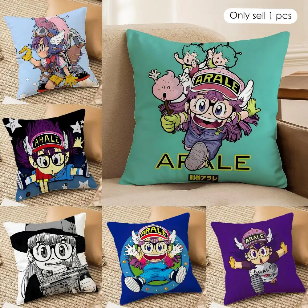 Dr SLUMP A-ARALE CHAN Cushion Cover Silky Short Plush Invisible Zipper Dustproof Sofa Pillow Case For Home Decor