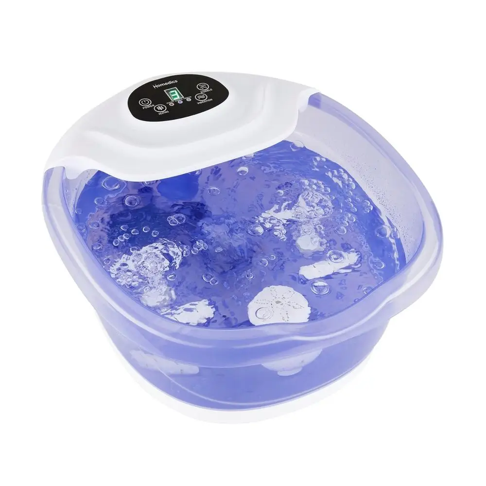 

Soothing Heat and Salt Spa Kit with 4 Massage Rollers, Toe Controls, Splash Guard, Bubbles, Vibration, and LED Display
