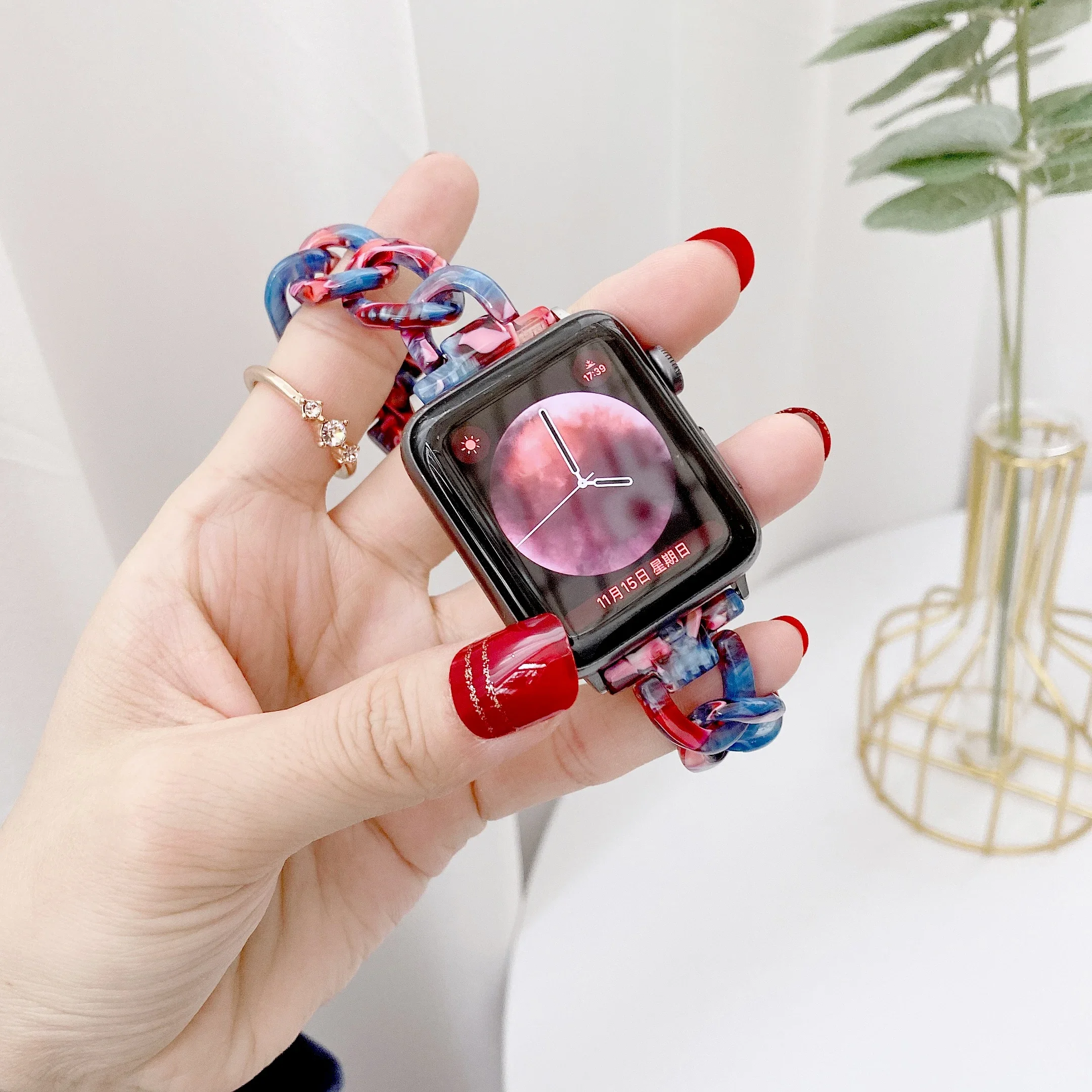 Resin Strap For Apple watch 46mm 45mm 41mm 44mm 42mm 40mm 38mm Woman replacement belt for iwatch Ultra 10 9 8 7 6 5 4 3 SE band