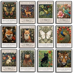 William Morris Museum Exhibition Poster Fox Hummingbird Owl Rabbit Butterfly Peacock Canvas Painting Print Wall Decor Home Decor