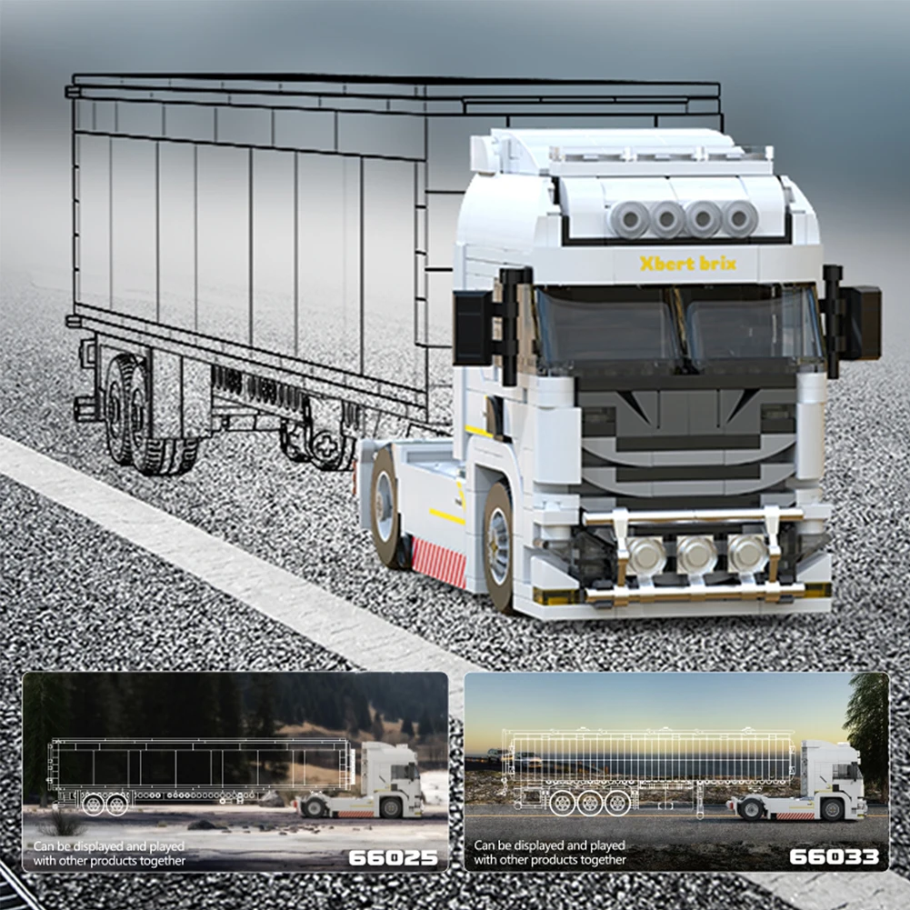 Seria pojazdów inżynieryjnych Model samochodu Amerykański i europejski ciężarówka z przyczepą kontenerową Cysterna na paliwo Klocki konstrukcyjne MOC Zabawki Prezent dla dzieci