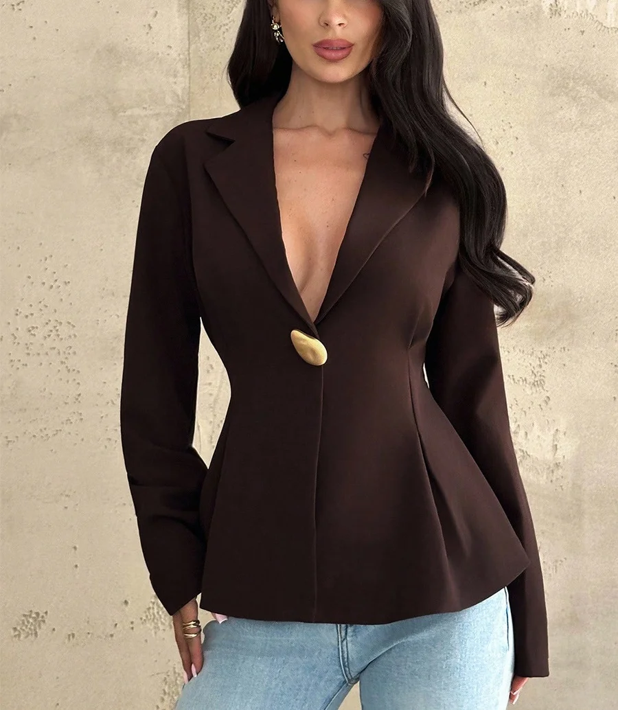 Blazer in stile europeo e americano 2026 Nuovo commercio transfrontaliero Top da donna cardigan slim fit alla moda ed elegante