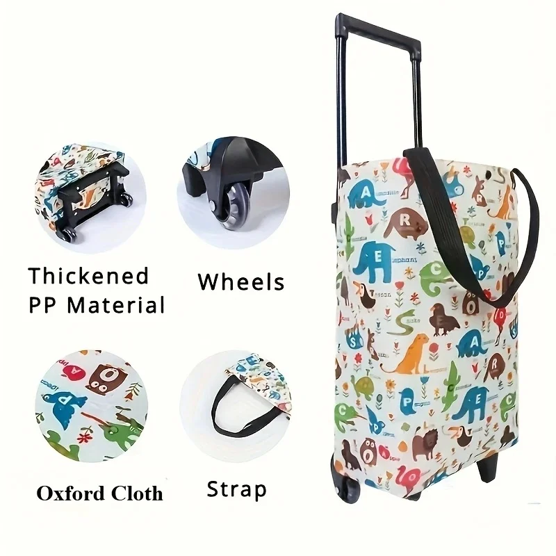 Foldable Oxford Cloth Shopping Cart Large-Capacity Handheld Premium Bag for Outdoor Commercial Grocery Delivery