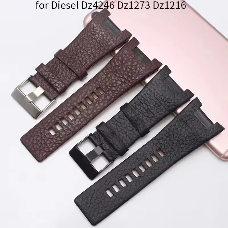 32*17mm Genuine Leather Notch Watch Band for Diesel DZ1216 DZ1273 DZ4246 DZ4247 DZ287 Watch Bracelet Mens Watchband Watch Straps