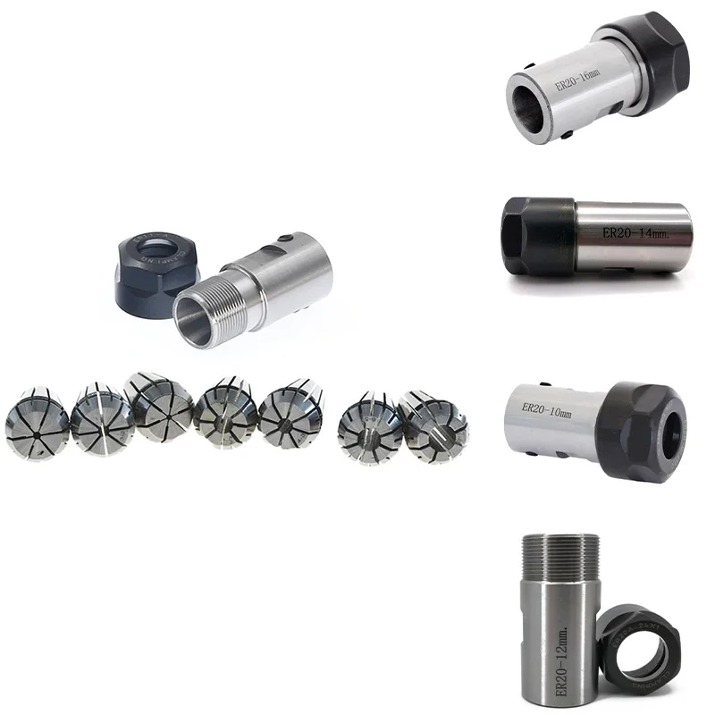 1Set C25 ER20 +7Pcs 3 -12Mm Collet Chuck Motor Shaft Extension Rod Spindle Collet Lathe Tools Holder