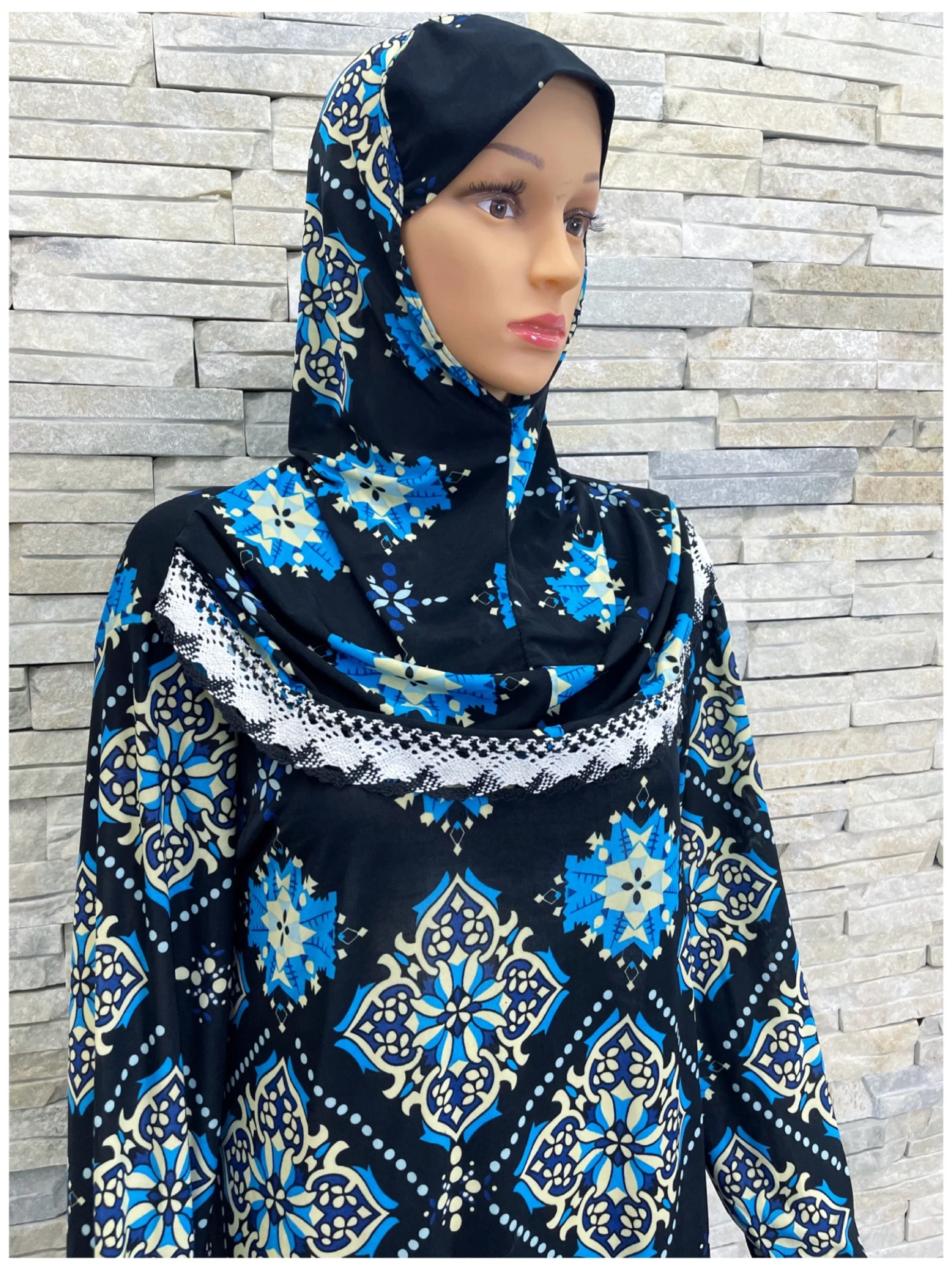 2023Fashion Muslim Kaftan Dress For Lady Dubai Saudi Islam Prayer Garment Lace Jibab Maxi  Hooded Abaya Beautiful Turban Ramadan