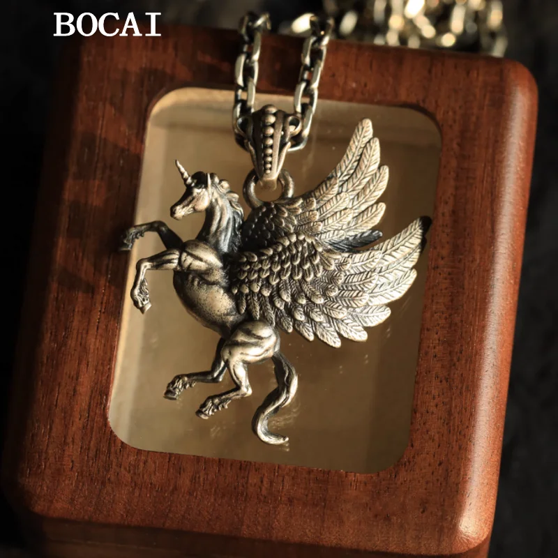 

NEW S925 Sterling Silver Retro Personality Three-dimensional Double-sided Pegasus Pendant Men's and Women's Gift