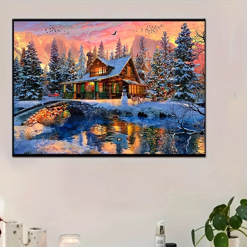 

500/1000/1200/2000PCS Puzzle Snowy Cottage Sunset Jigsaw DIY Modern Home Wall Decor Family Interactive Gift Holiday Gifts