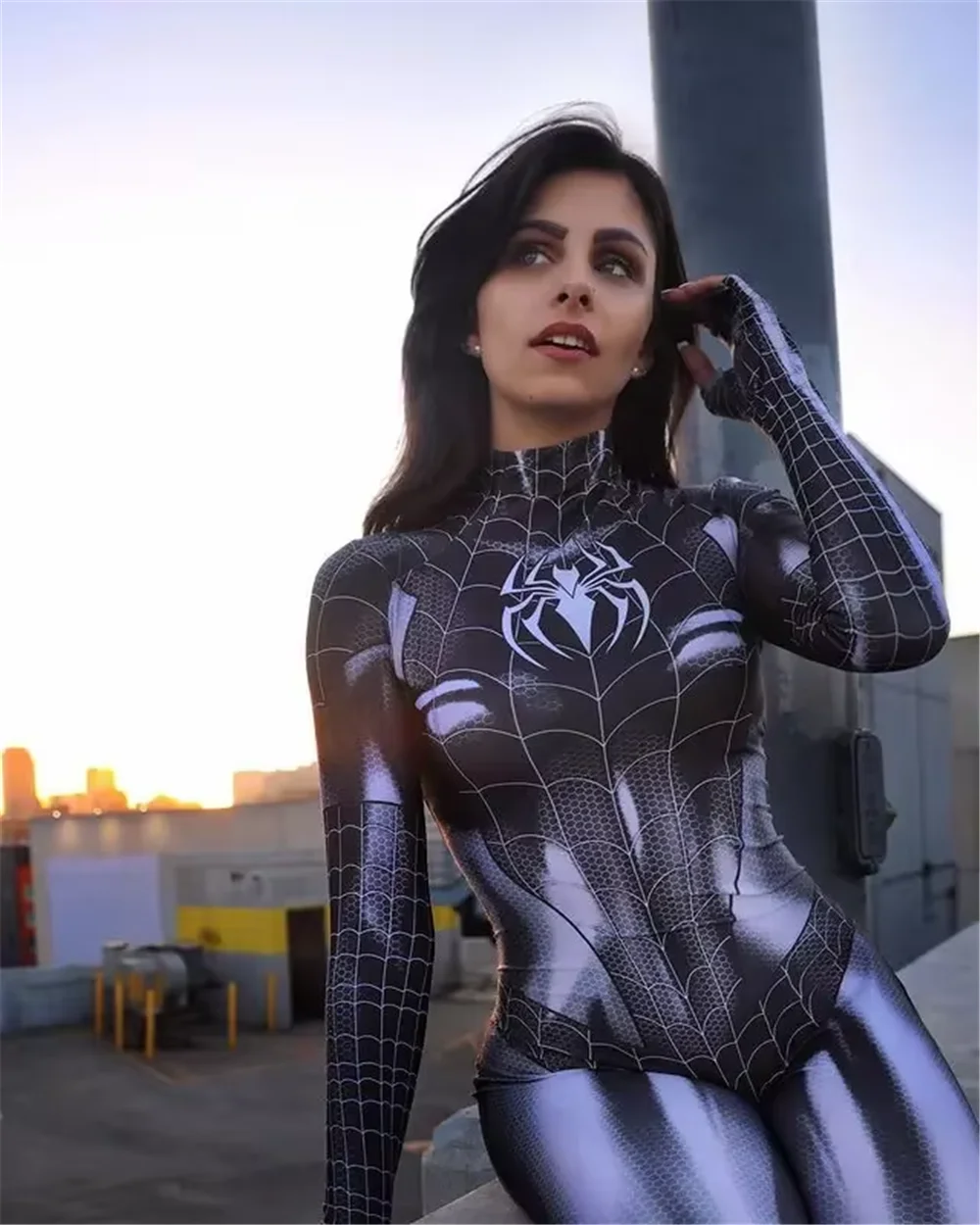 Adult Newest Female Black Cat Symbiote Mary Jane Spider Cosplay Costume Halloween MJ Superhero BodySuit Zentai Party Jumpsuit