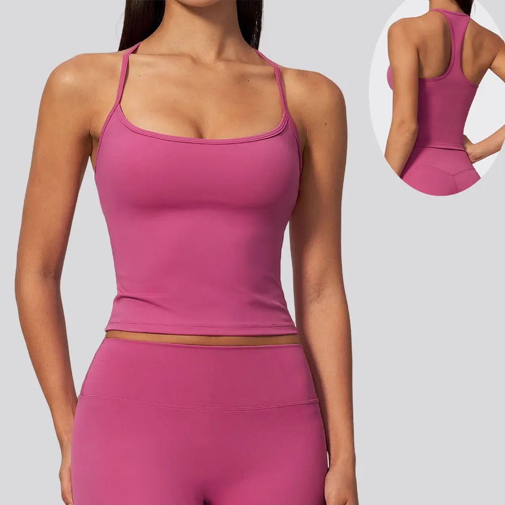 Women Solid Color Yoga Tank Top Push Up Sports Bra Fitness Running Workout Gym Vest Shockproof Push Up Sport Underwear Crop Top