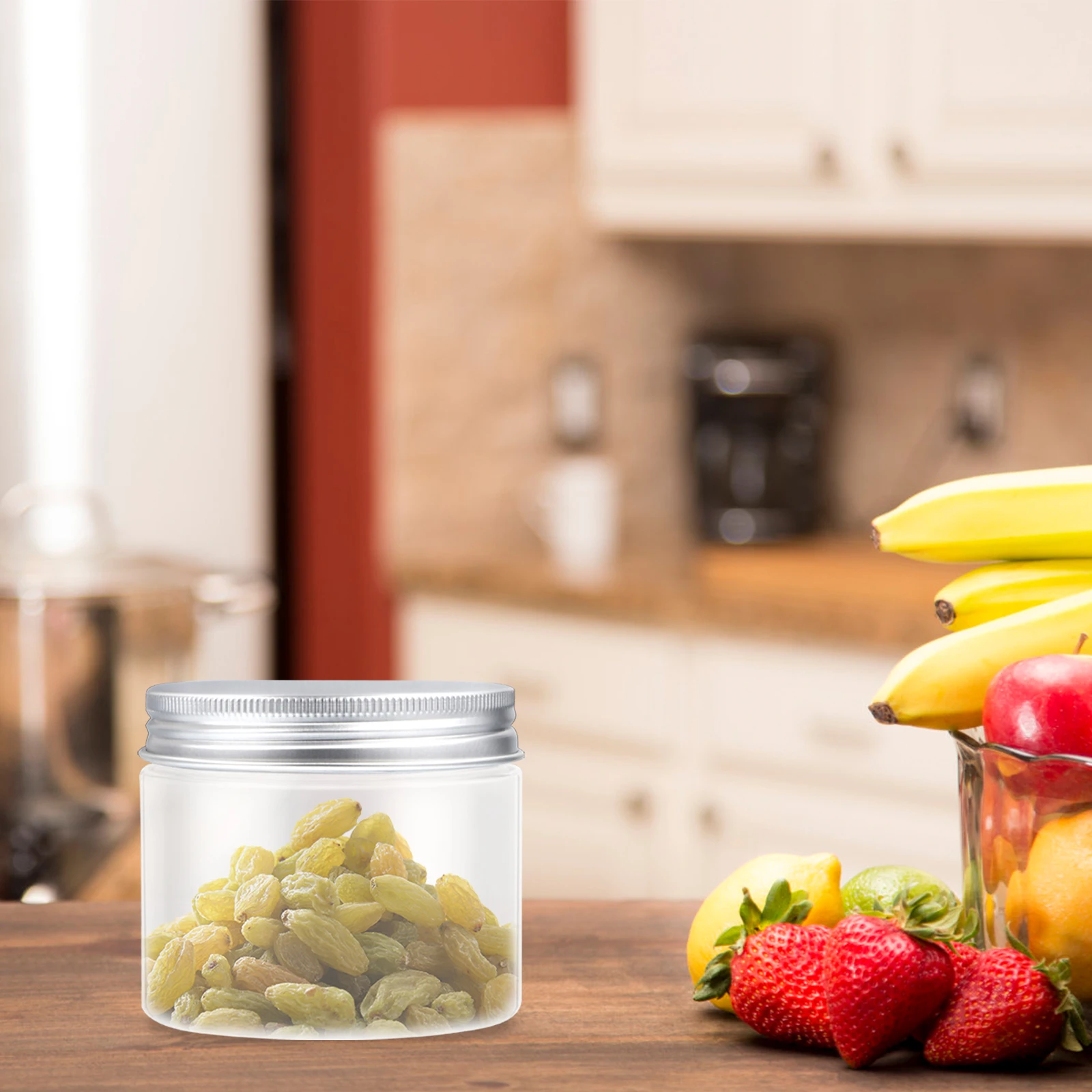 

6pcs 100Ml Plastic Food Storage Jars Transparent Airtight Kitchen Containers For Tea Sugar Snacks Leakproof Cereal