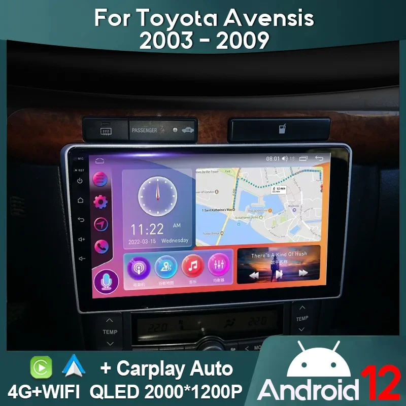 

MAMSM For Toyota Avensis T250 2 2003 - 2009 Car Radio Silver Android 12 Multimedia Video Player GPS 4G Carplay Autoradio 2K QLED