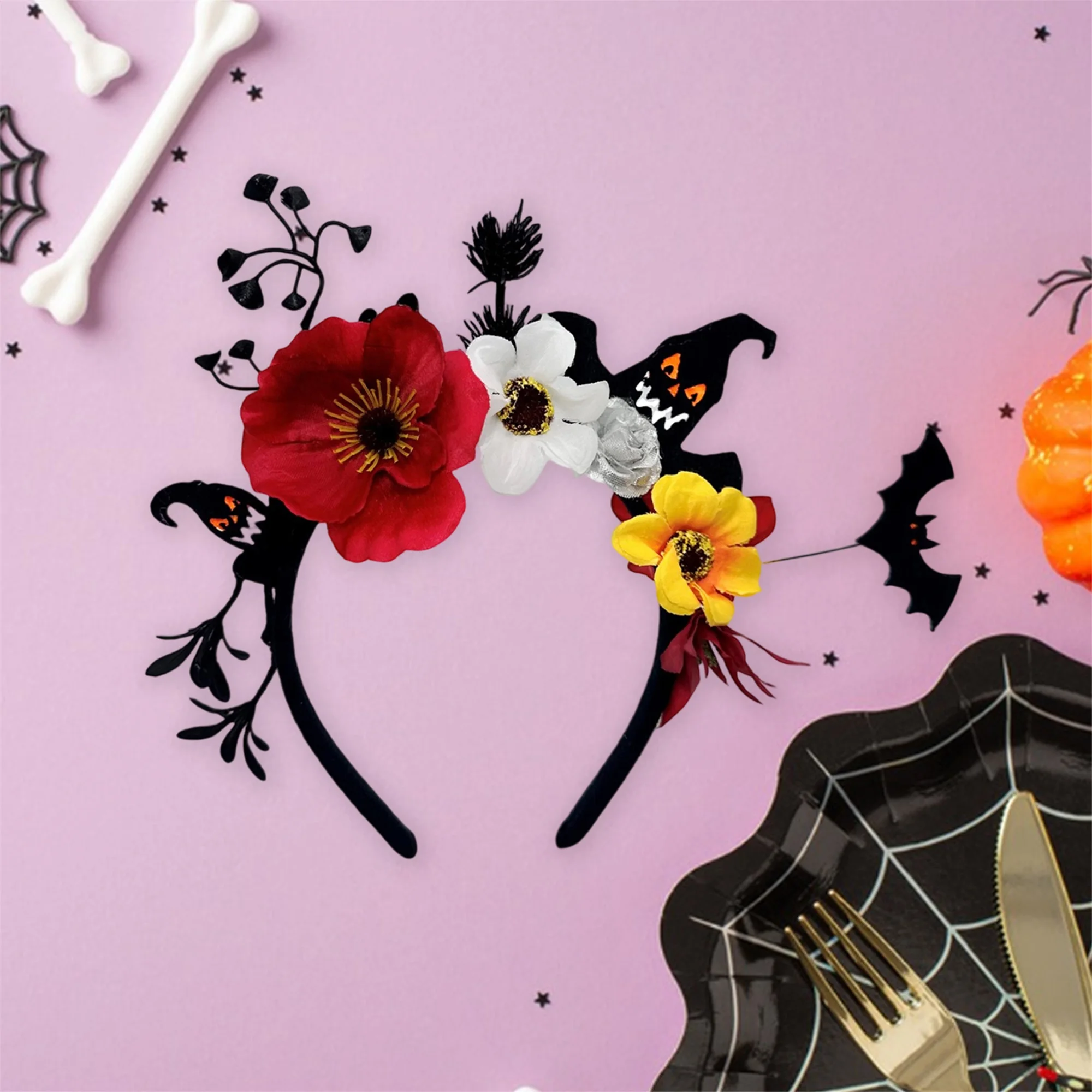 Cerchietto per orecchie di gatto nero con fiocco glitterato Cerchietto per capelli per costume di Halloween Accessorio per bomboniere per donne e ragazze