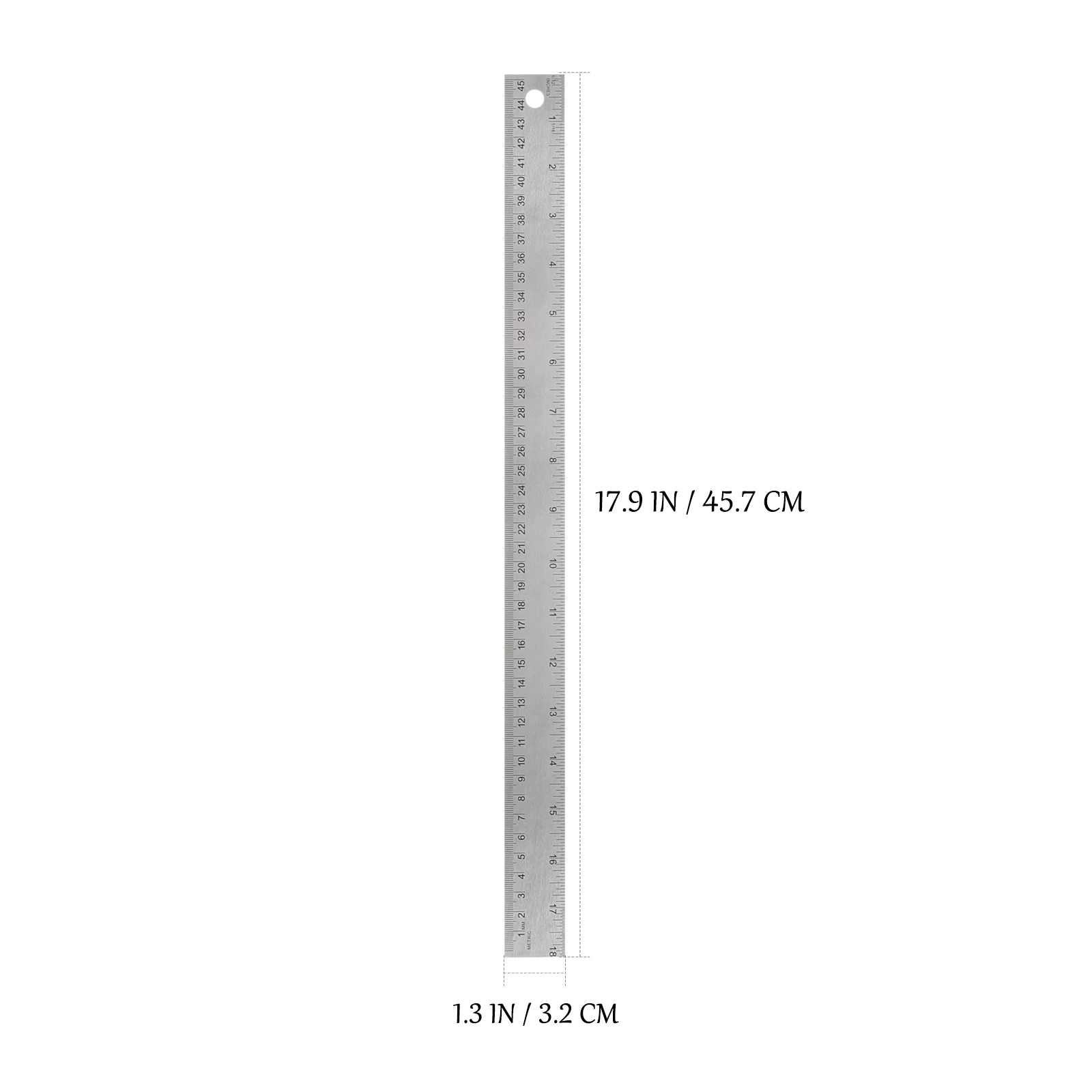 

Softwood Metal Ruler 45cm Stainless Steel Smooth Surface Ideal for Students Drawing Measuring Office Use Kids School Engineering