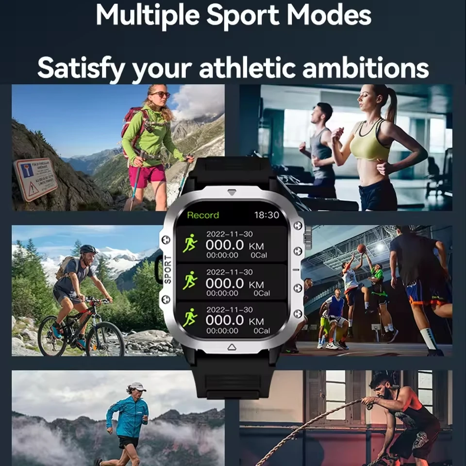 2025 New Flashlight Smart Watch AMOLED BT Call Heart Rate Monitoring Men's Fitness Exercise Tracking SmartWatch For Android ISO