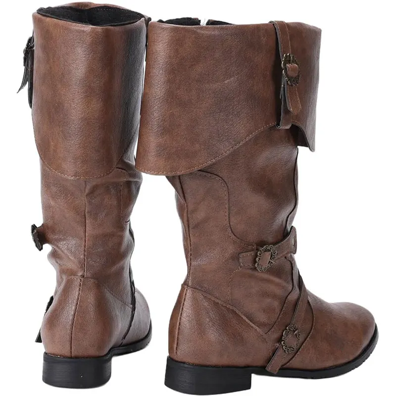 Retro Medieval Boots Nordic Viking Pirate Men Women Boots Riding Long Cosplay Boots for Halloween Party