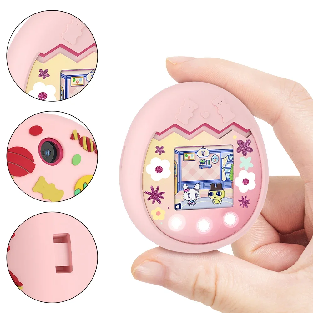 Silicone Protective Case with Carabiner Protective Cover Protective Sleeve for Tamagotchi Pix Interactive Virtual Pet Machine