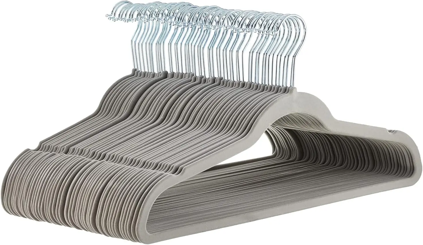 

Тонкие вельветовые вешалки для одежды с противоскользящим покрытием, экономящие место, органайзер для гардероба, серый/серебристый, 50 штук в упаковке